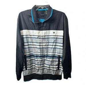Vintage Enyce Jacket Mens XL Black White Blue Striped Windbreaker Y2K
